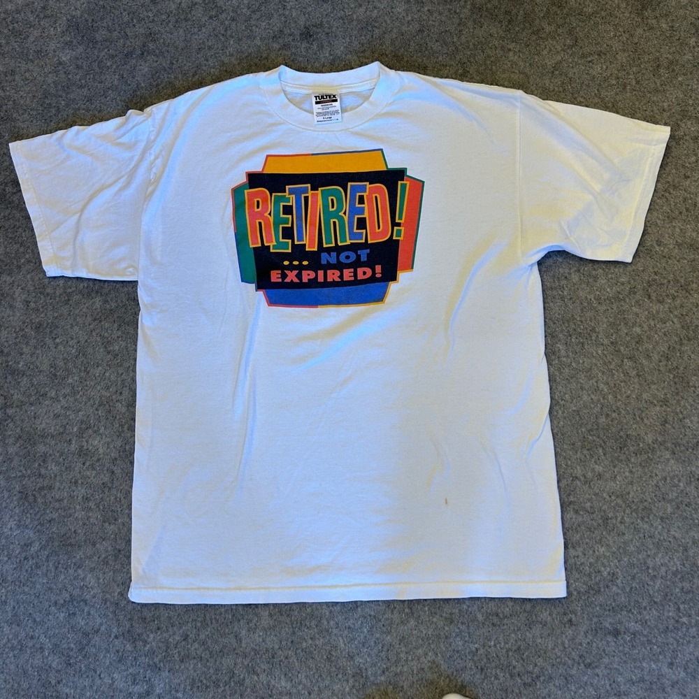 Vintage Tultex Retired Not Expired Graphic Center‎ Logo Grandma Grandpa Tee XL